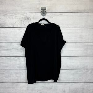 EE:SOME Plus Size Black Basic Flowy V-Neck Blouse Size 2XL